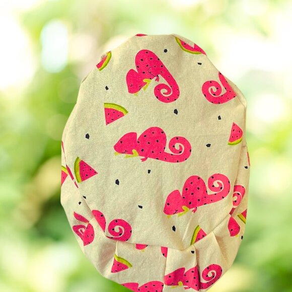 Chameleon Watermelon ~ Euro Scrub Cap, Nurse Cap, Scrub Hat, CNA,MD, Vet, Tech - Picture 2 of 3